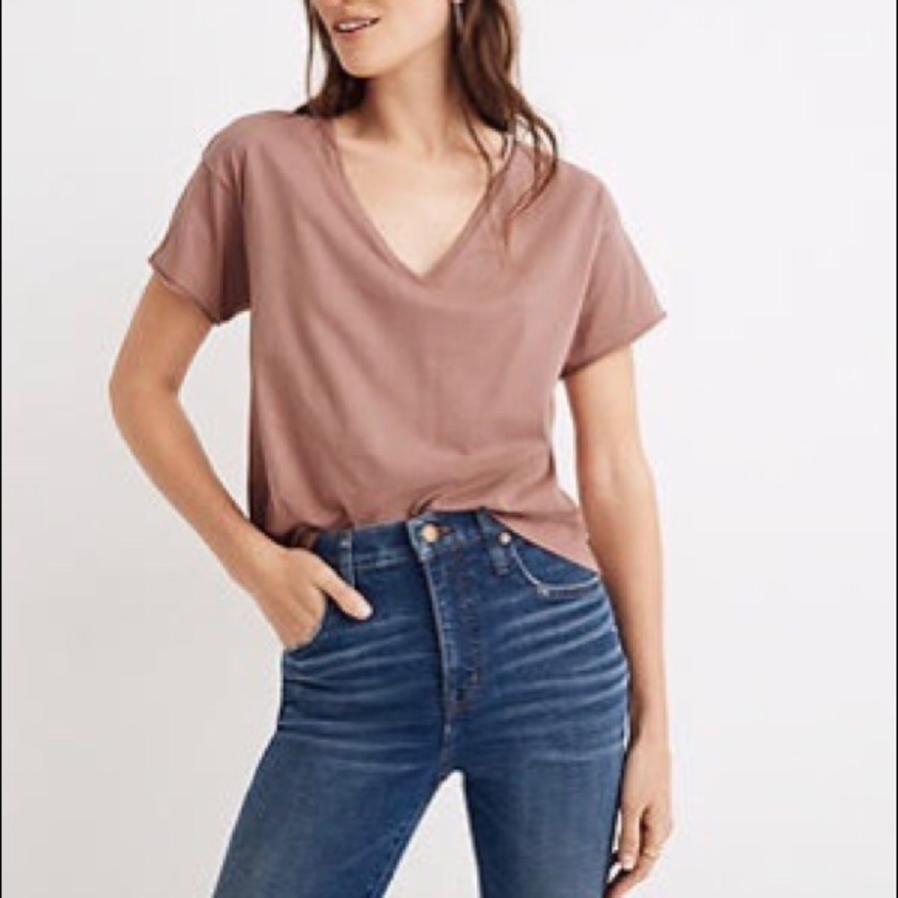NWT Madewell Supima Cotton V-Neck Cropped Tee XS